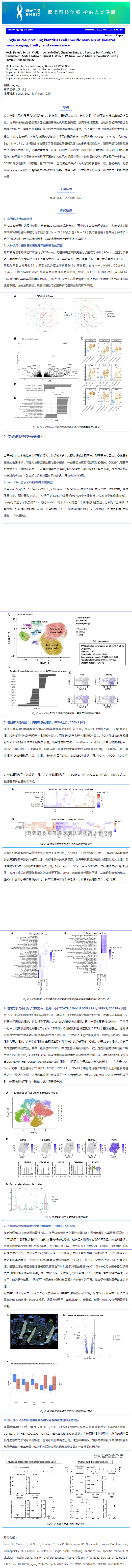 文献解读 _ 单细胞核图谱识别骨骼肌老化、脆弱和衰老的细胞特异性标记物